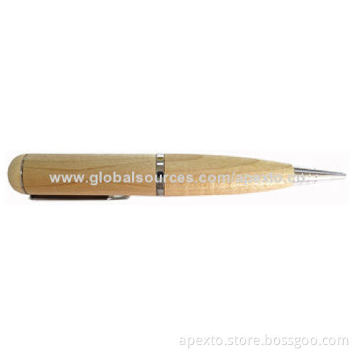 Wooden Pen-shaped USB Flash Drives with Plug-and-play Function